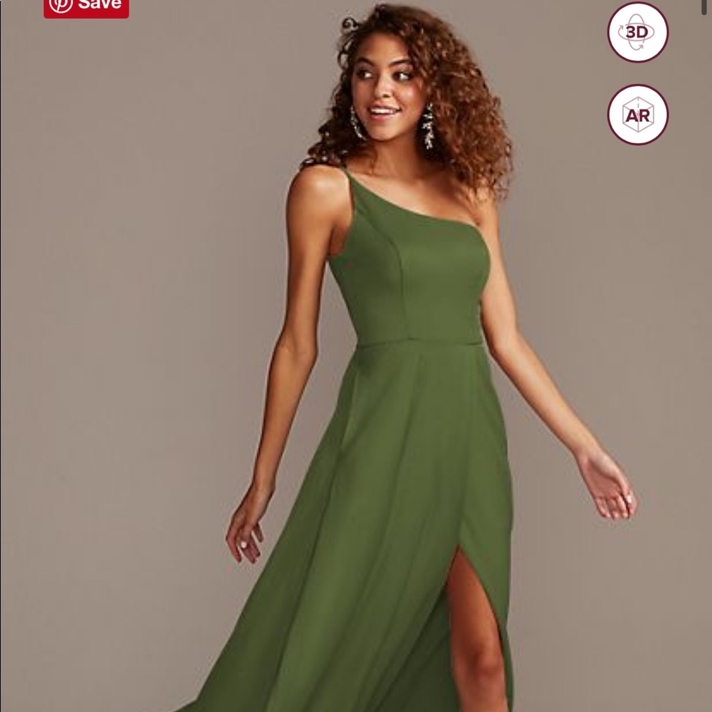 NWT David’s Bridal Satin One Shoulder Dress